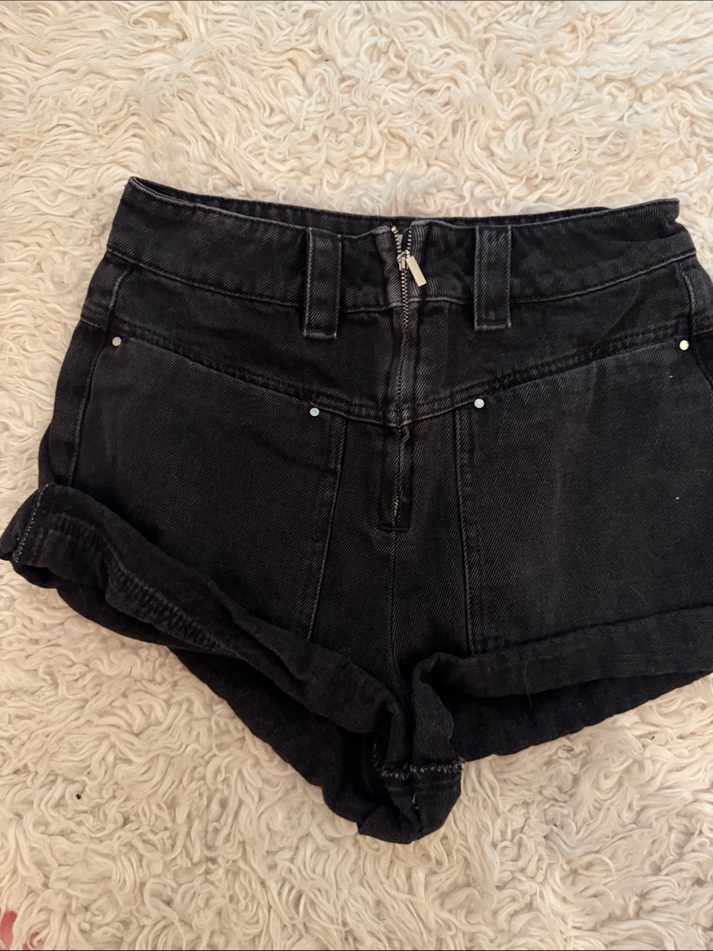 ba&sh Black High-Waist Denim Shorts
